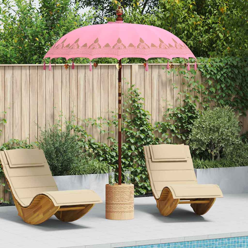 vidaXL Balinese parasol met basis Roze 185 x 185 x 260 cm Katoen