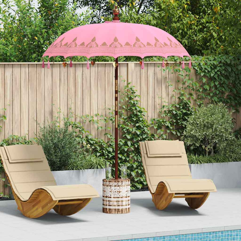 vidaXL Balinese parasol met basis Roze 185 x 185 x 260 cm Katoen