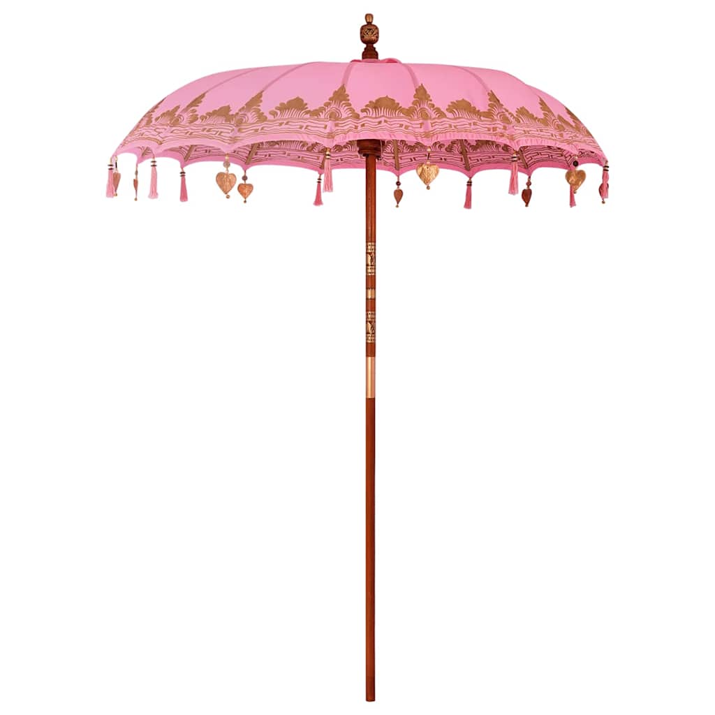 vidaXL Balinese parasol met basis Roze 185 x 185 x 260 cm Katoen