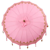 vidaXL Balinese parasol met basis Roze 185 x 185 x 260 cm Katoen
