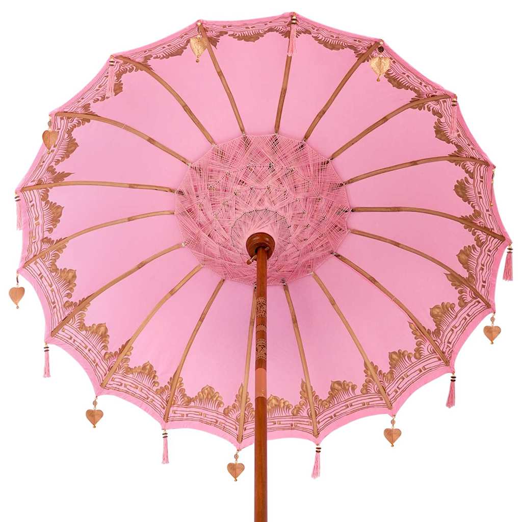 vidaXL Balinese parasol met basis Roze 185 x 185 x 260 cm Katoen