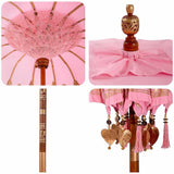 vidaXL Balinese parasol met basis Roze 185 x 185 x 260 cm Katoen