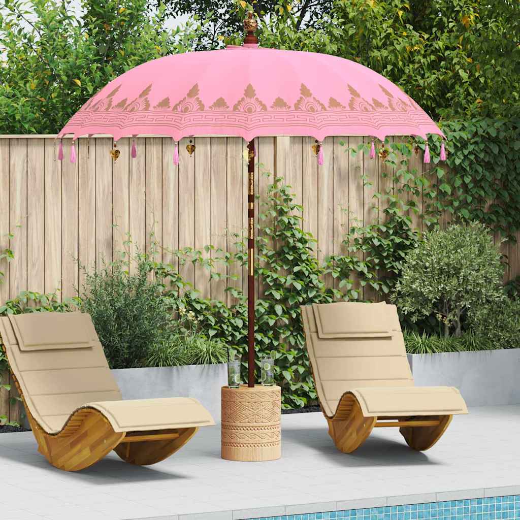 vidaXL Balinese parasol met basis Roze 185 x 185 x 260 cm Katoen