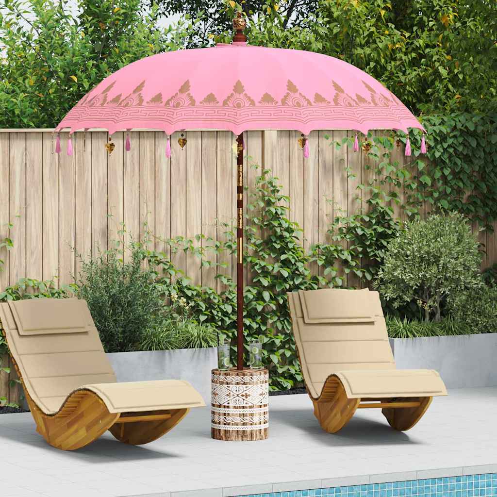 vidaXL Balinese parasol met basis Roze 185 x 185 x 260 cm Katoen