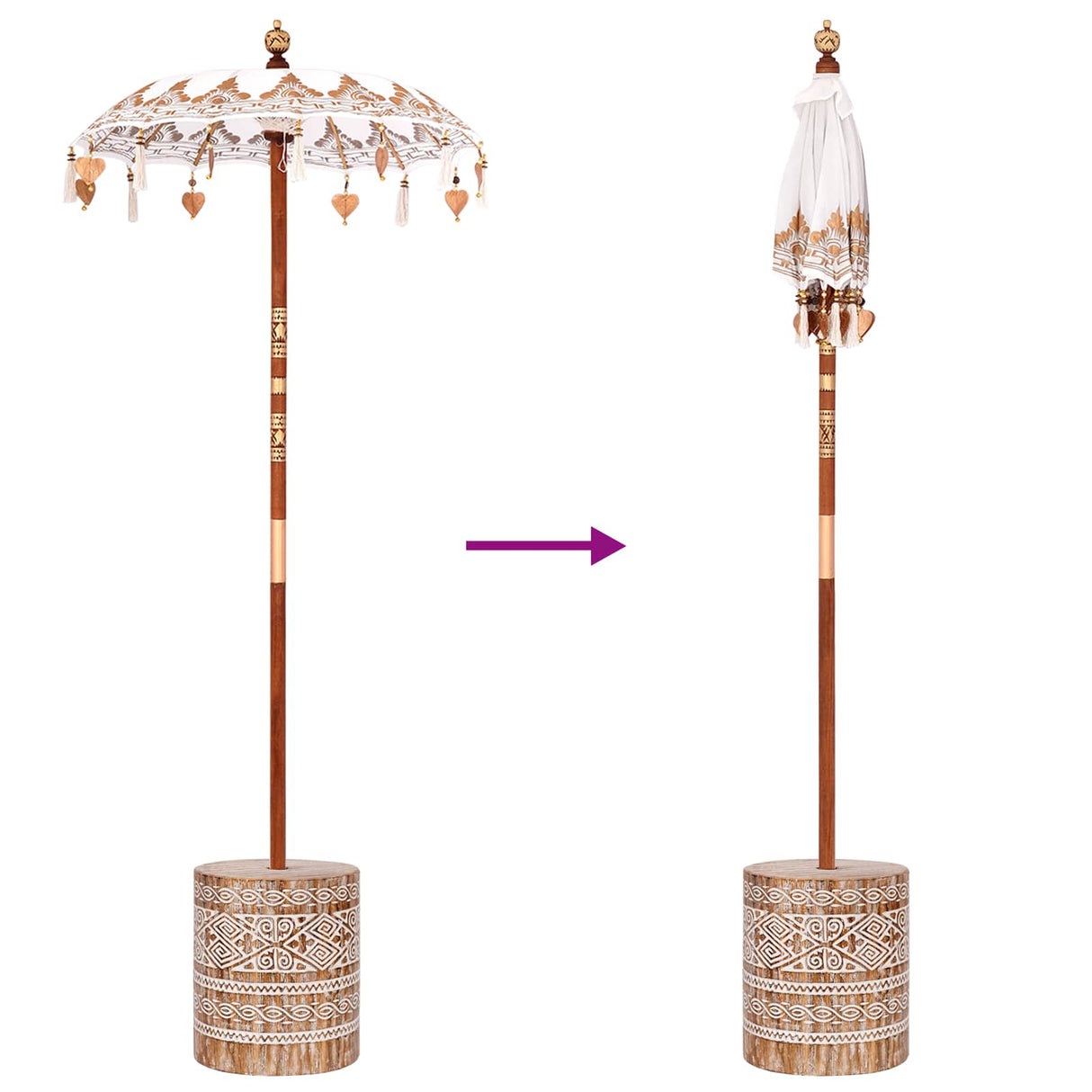 vidaXL Balinese parasol met basis Crème 95 x 95 x 260 cm Katoen