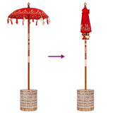 vidaXL Balinese parasol met basis Rood 95 x 95 x 260 cm Katoen