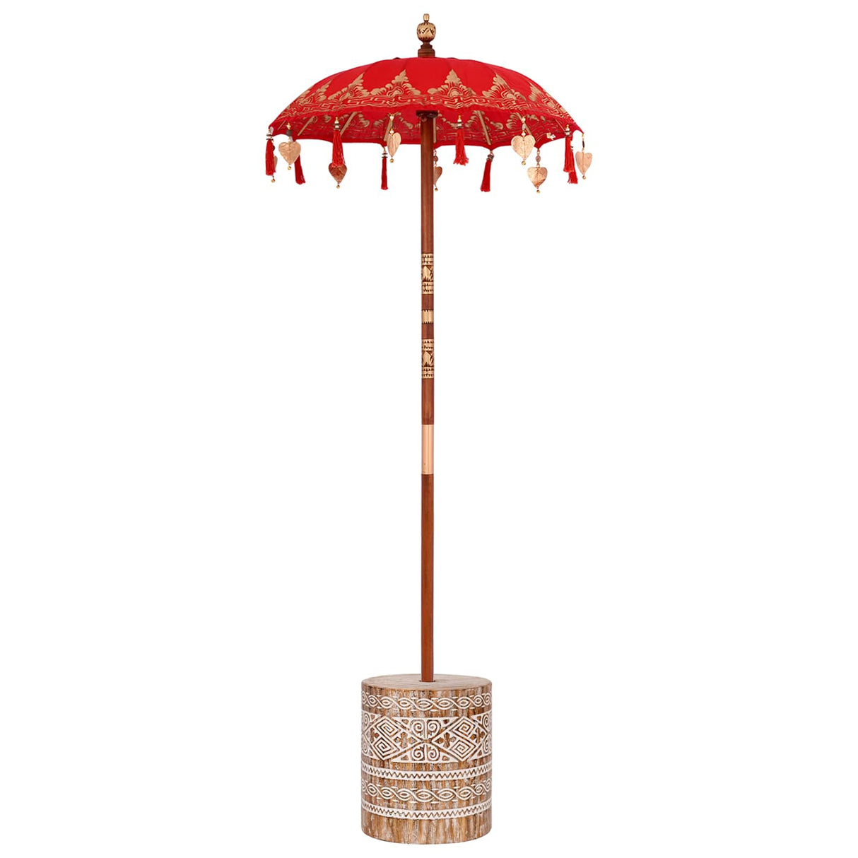 vidaXL Balinese parasol met basis Rood 95 x 95 x 260 cm Katoen