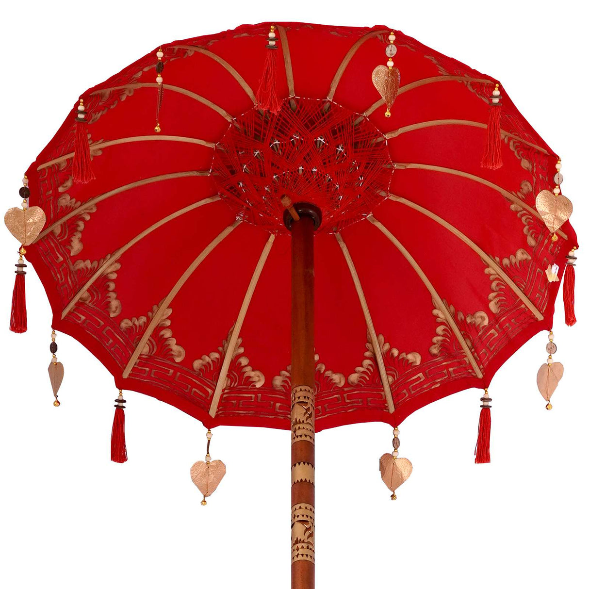 vidaXL Balinese parasol met basis Rood 95 x 95 x 260 cm Katoen