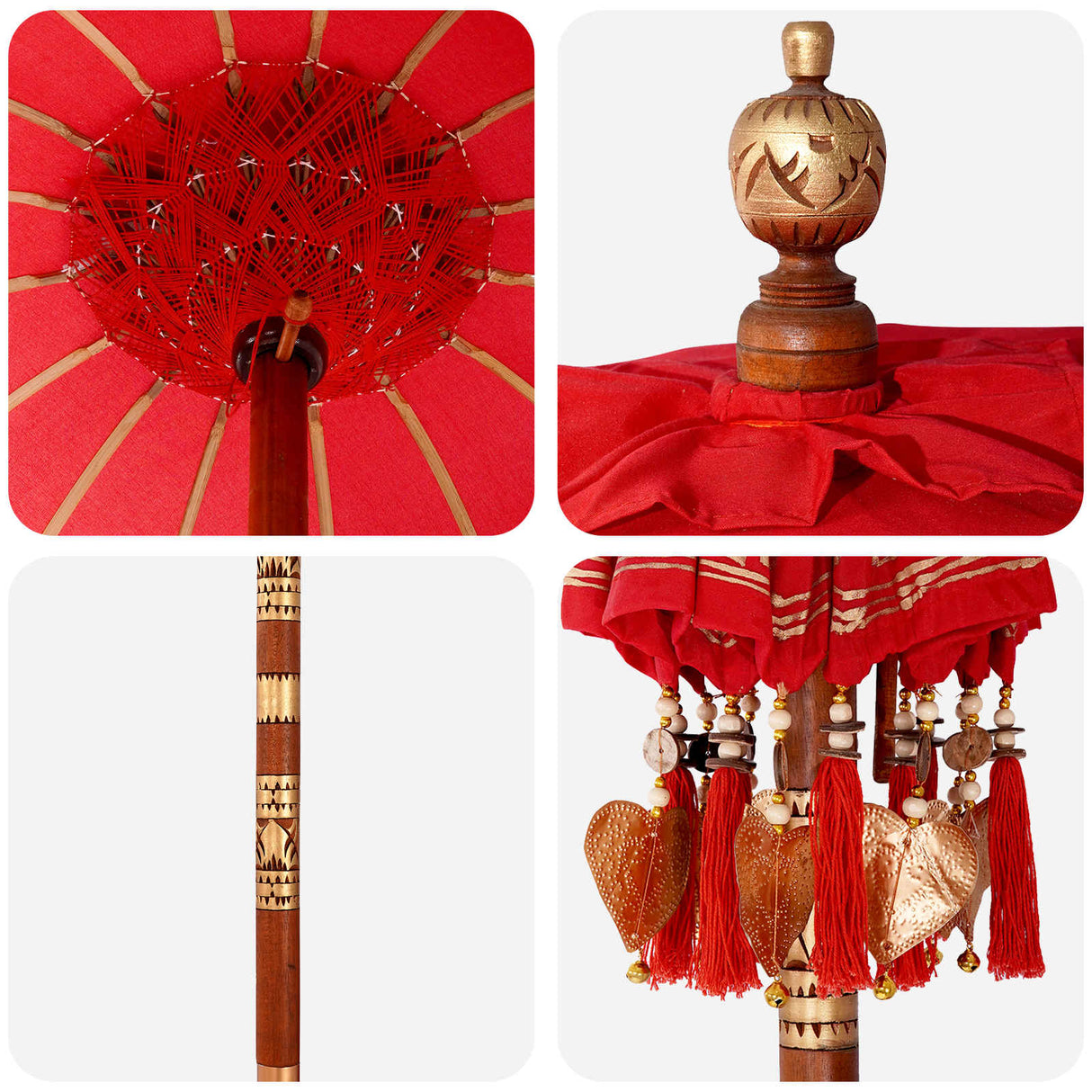 vidaXL Balinese parasol met basis Rood 95 x 95 x 260 cm Katoen