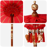 vidaXL Balinese parasol met basis Rood 95 x 95 x 260 cm Katoen