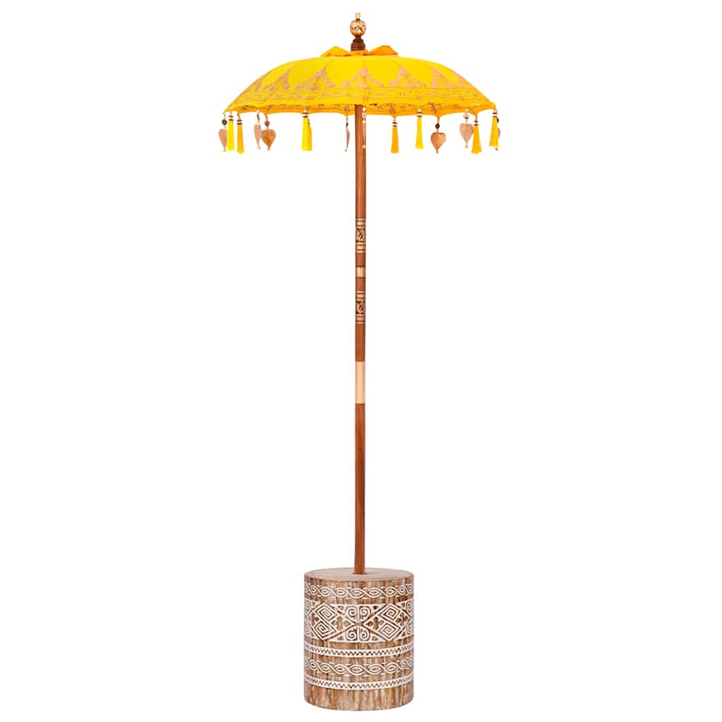 vidaXL Balinese parasol met basis Geel 95 x 95 x 260 cm Katoen
