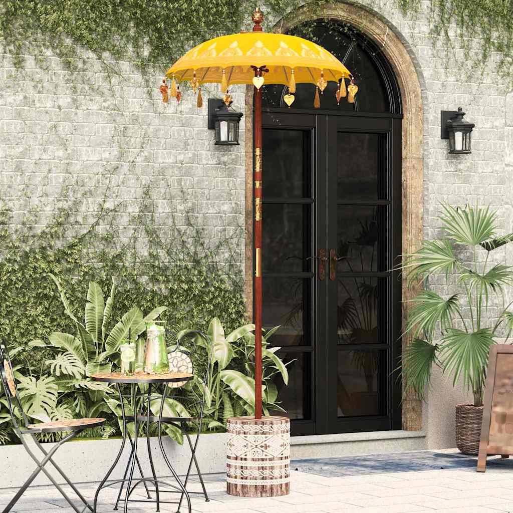 vidaXL Balinese parasol met basis Geel 95 x 95 x 260 cm Katoen