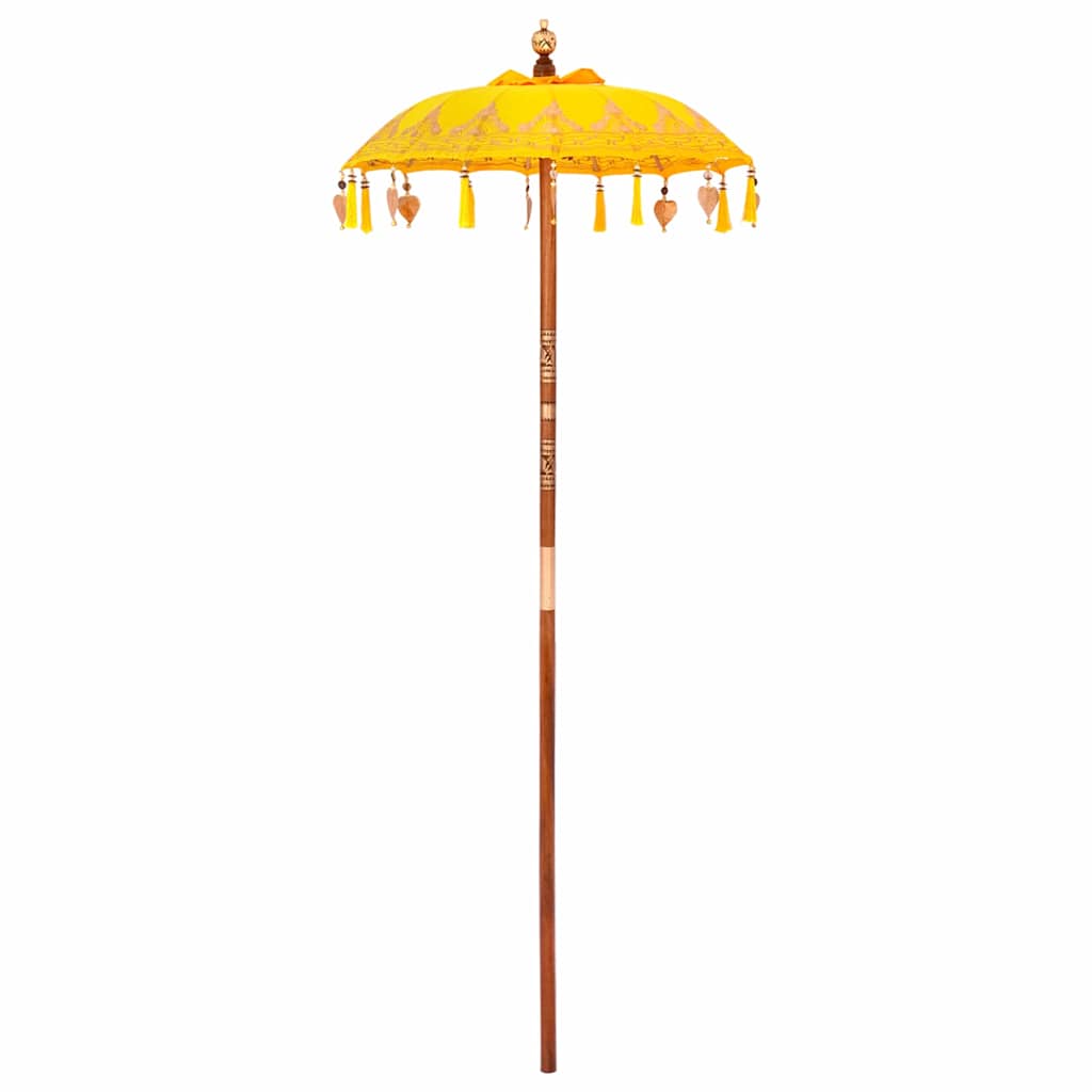 vidaXL Balinese parasol met basis Geel 95 x 95 x 260 cm Katoen