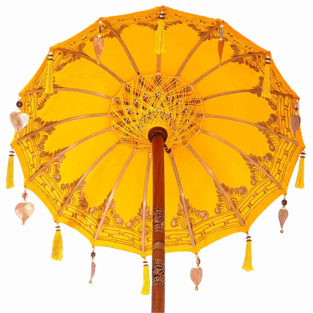 vidaXL Balinese parasol met basis Geel 95 x 95 x 260 cm Katoen