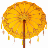 vidaXL Balinese parasol met basis Geel 95 x 95 x 260 cm Katoen