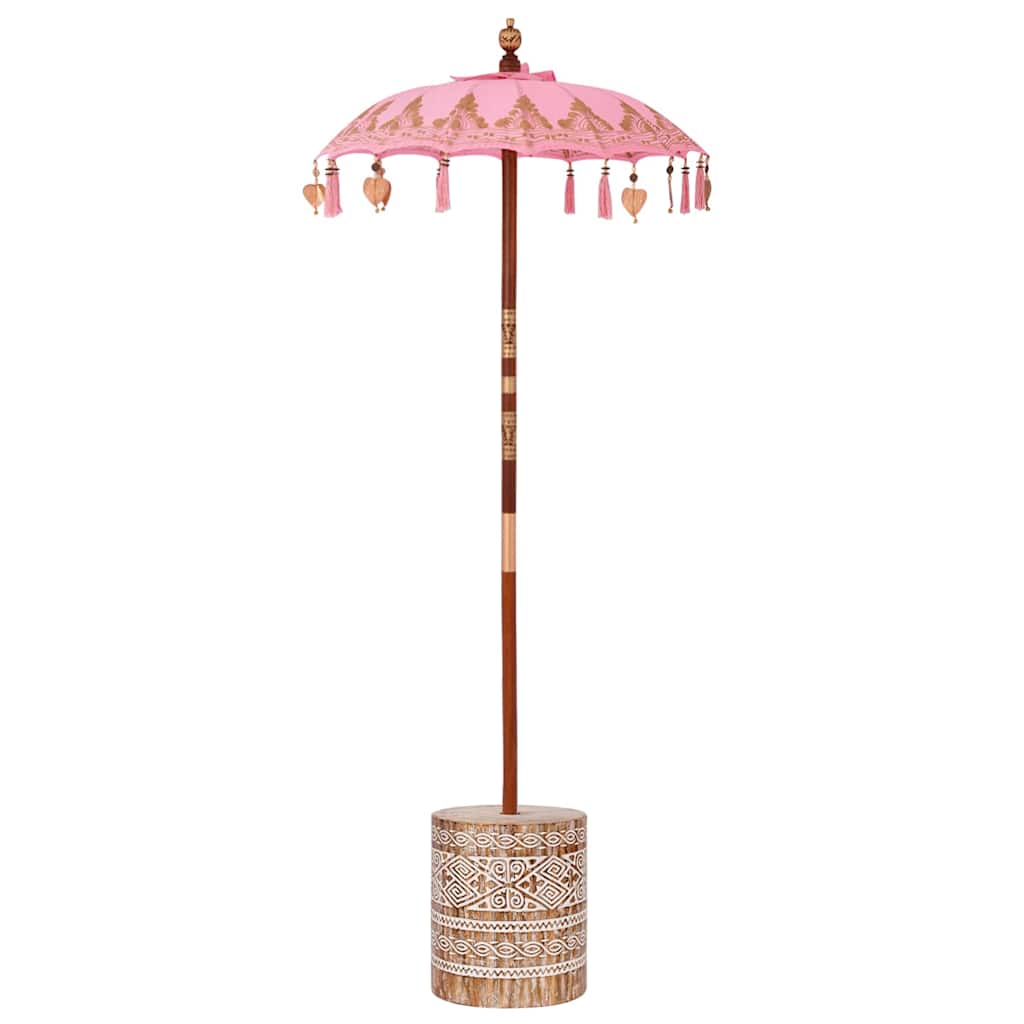 vidaXL Balinese parasol met basis Roze 95 x 95 x 260 cm Katoen
