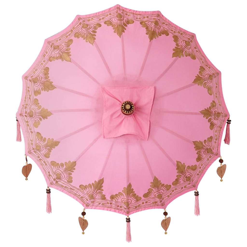 vidaXL Balinese parasol met basis Roze 95 x 95 x 260 cm Katoen