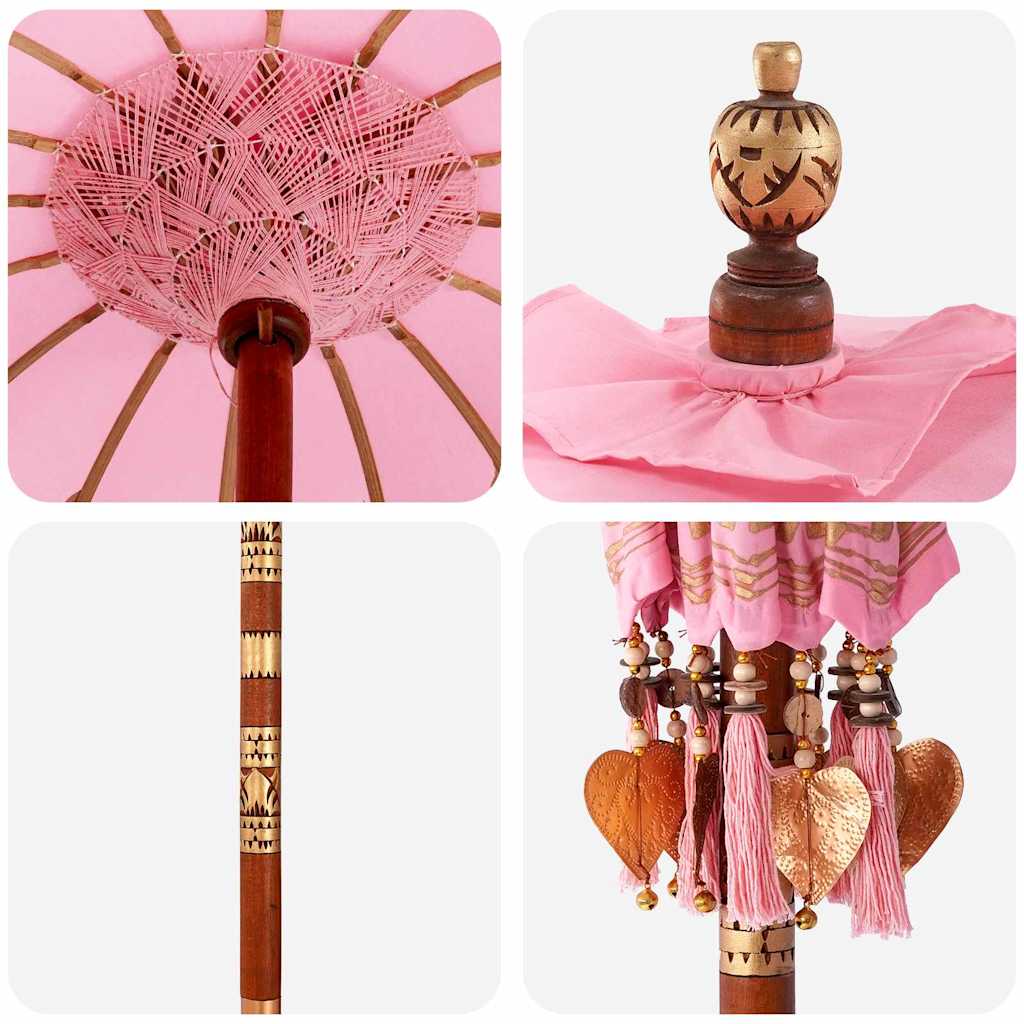 vidaXL Balinese parasol met basis Roze 95 x 95 x 260 cm Katoen