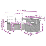 vidaXL Tuinbank Set met kussen met opslag 5 pcs Zwart Poly Riet
