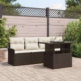 vidaXL Tuinbank Set met kussen met opslag 5 pcs Zwart Poly Riet