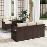 vidaXL Tuinbank Set met kussen met opslag 6 pcs Zwart Poly Riet