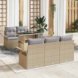 vidaXL Tuinbank Set met kussen met opslag 6 pcs Zwart Poly Riet