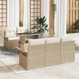 vidaXL Tuinbank Set met kussen met opslag 6 pcs Zwart Poly Riet