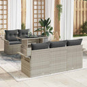 vidaXL Tuinbank Set met kussen met opslag 6 pcs Zwart Poly Riet