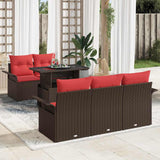 vidaXL Tuinbank Set met kussen met opslag 6 pcs Bruin Poly Riet