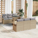 vidaXL Tuinbank Set met kussen met opslag 7 pcs Zwart Poly rattan