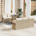 vidaXL Tuinbank Set met kussen met opslag 7 pcs Zwart Poly rattan