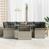 vidaXL Tuinbank Set met kussen met opslag 7 pcs Zwart Poly rattan