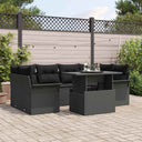 vidaXL Tuinbank Set met kussen met opslag 7 pcs Zwart Poly rattan