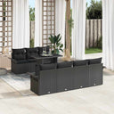 vidaXL Tuinbank Set met kussen met opslag 8 pcs Zwart Poly Riet