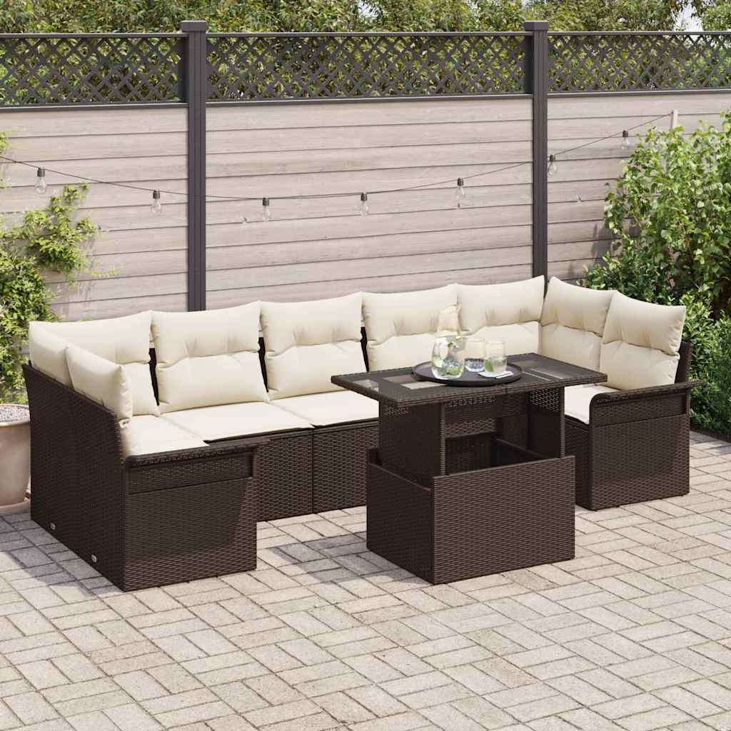 vidaXL Garden Lounge Set with Cushion with Storage 8 pcs Black Poly Rattan