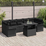 vidaXL Garden Lounge Set with Cushion with Storage 8 pcs Black Poly Rattan