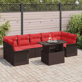vidaXL Tuinbank Set met kussen met opslag 8 pcs Bruin Poly Riet