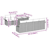 vidaXL Tuinbank Set met kussen met opslag 9 pcs Zwart Poly rattan