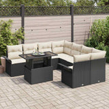 vidaXL Tuinbank Set met kussen met opslag 9 pcs Zwart Poly Riet