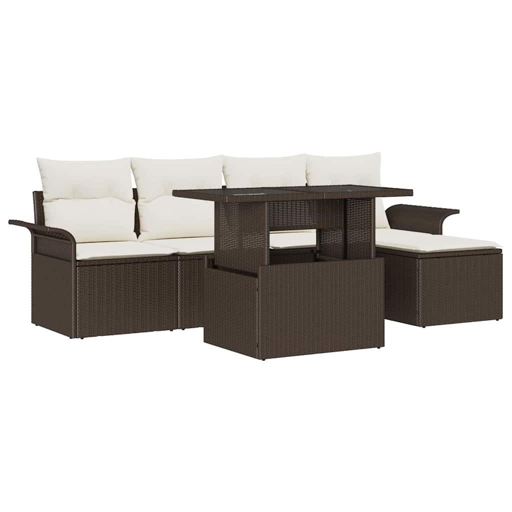 vidaXL Garden Lounge Set with Cushion with Storage 6 pcs Black Poly Rattan