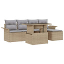 vidaXL Garden Lounge Set with Cushion with Storage 6 pcs Black Poly Rattan