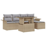 vidaXL Garden Lounge Set with Cushion with Storage 6 pcs Black Poly Rattan