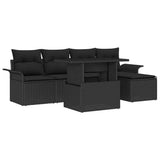vidaXL Garden Lounge Set with Cushion with Storage 6 pcs Black Poly Rattan