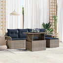 vidaXL Garden Lounge Set with Cushions and Storage 6 pcs Brown Poly Rattan
