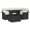 vidaXL Tuinbank Set met kussen met opslag 5 pcs Zwart Poly rattan