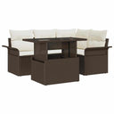 vidaXL Tuinbank Set met kussen met opslag 5 pcs Zwart Poly rattan