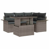 vidaXL Tuinbank Set met kussen met opslag 5 pcs Zwart Poly rattan