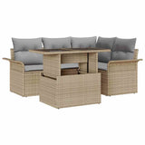 vidaXL Tuinbank Set met kussen met opslag 5 pcs Zwart Poly rattan