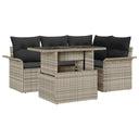 vidaXL Tuinbank Set met kussen met opslag 5 pcs Zwart Poly rattan
