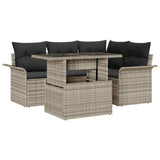 vidaXL Tuinbank Set met kussen met opslag 5 pcs Zwart Poly rattan